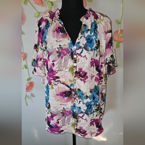 NWT Cynthia Rowley Ruffle Sleeve Blouse Plus Size 2X - Picture 5 of 9